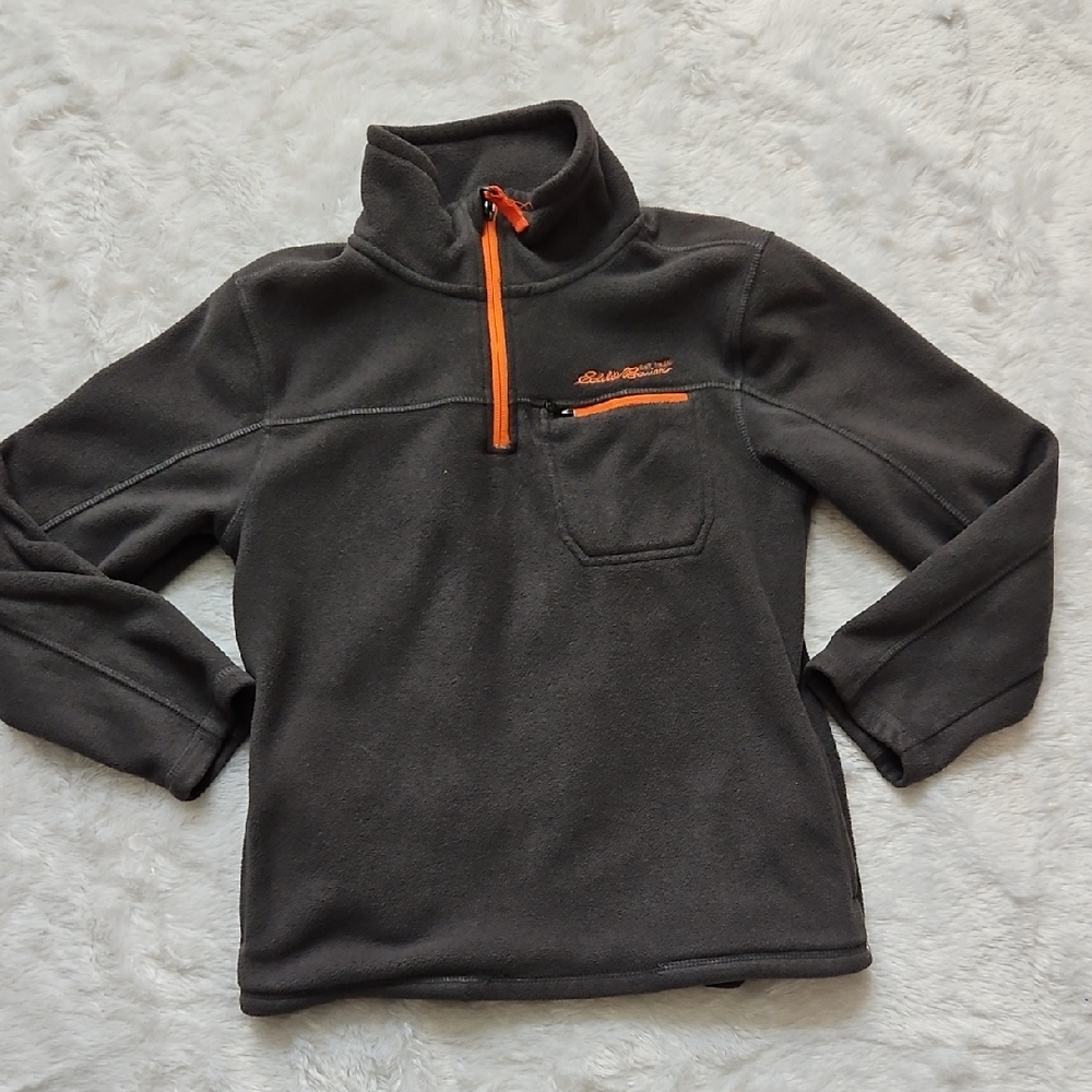 Eddie Bauer Kids Gray and Orange Fleece Pullover